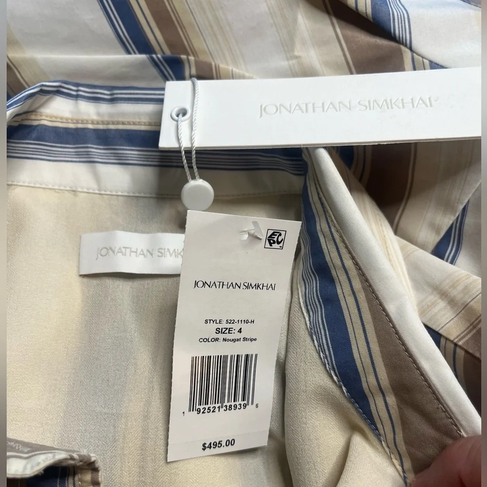 NWT Jonathan Simkhai- Marge Stripe Heavy Cotton Midi Dress. Size 4 - Picture 6 of 12